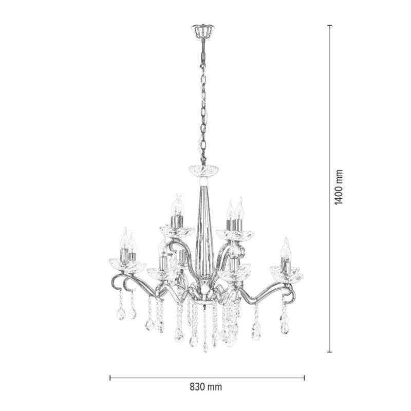 Lampa Wisząca SPOT Light  12xE14 40W  Chrom i Transparentne Szkło, Nowoczesny Styl od Polskiego Producenta, 1 szt.