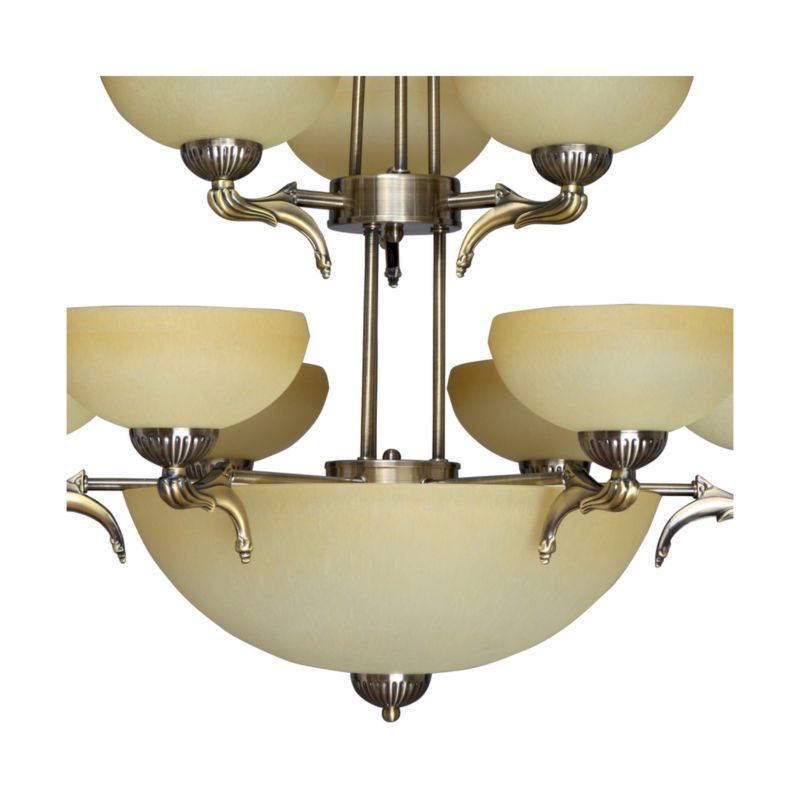 Lampa Wisząca SPOT Light 12xE27 Max.60W Eleganckie Połączenie Patyny z Ecru Szkłem, Polski Producent, 1 szt.