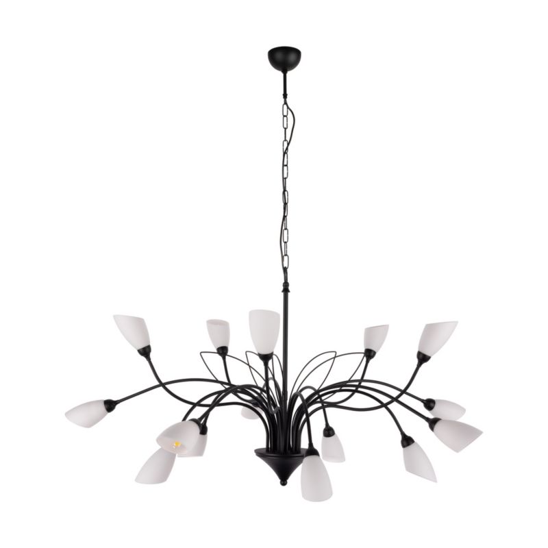 Lampa Wisząca SPOT Light  15xG9 Max.6W LED Eleganckie Połączenie Czerni z Białym Szkłem, Polski Producent 1 szt.