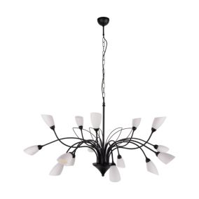 Lampa Wisząca SPOT Light  15xG9 Max.6W LED Eleganckie Połączenie Czerni z Białym Szkłem, Polski Producent 1 szt.
