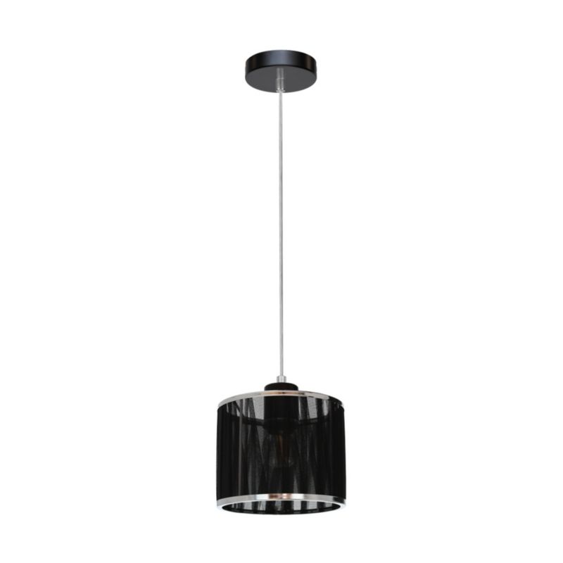 Lampa Wisząca SPOT Light 1xE14 Max.25W Elegancka Czerń z Czarno Chromowaną Tkaniną, Polski Producent, 1szt.