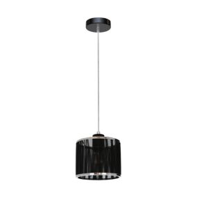 Lampa Wisząca SPOT Light 1xE14 Max.25W Elegancka Czerń z Czarno Chromowaną Tkaniną, Polski Producent, 1szt.
