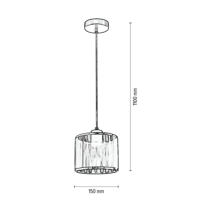 Lampa Wisząca SPOT Light 1xE14 Max.25W Elegancka Czerń z Czarno Chromowaną Tkaniną, Polski Producent, 1szt.