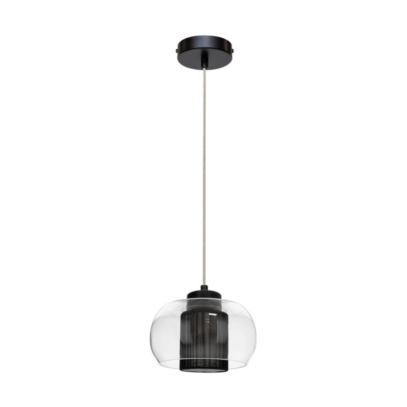 Lampa Wisząca SPOT Light 1xE14 Max.9W Elegancka Czerń z Transparentnym Szkłem i Czarną Tkaniną, 1szt.