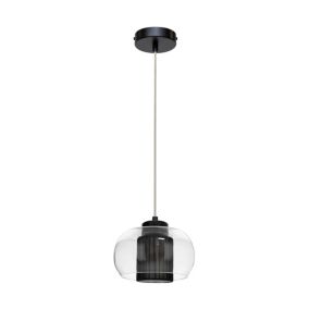 Lampa Wisząca SPOT Light 1xE14 Max.9W Elegancka Czerń z Transparentnym Szkłem i Czarną Tkaniną, 1szt.
