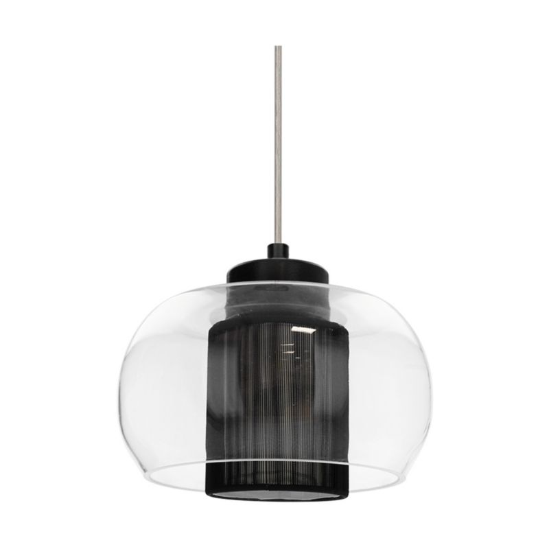 Lampa Wisząca SPOT Light 1xE14 Max.9W Elegancka Czerń z Transparentnym Szkłem i Czarną Tkaniną, 1szt.