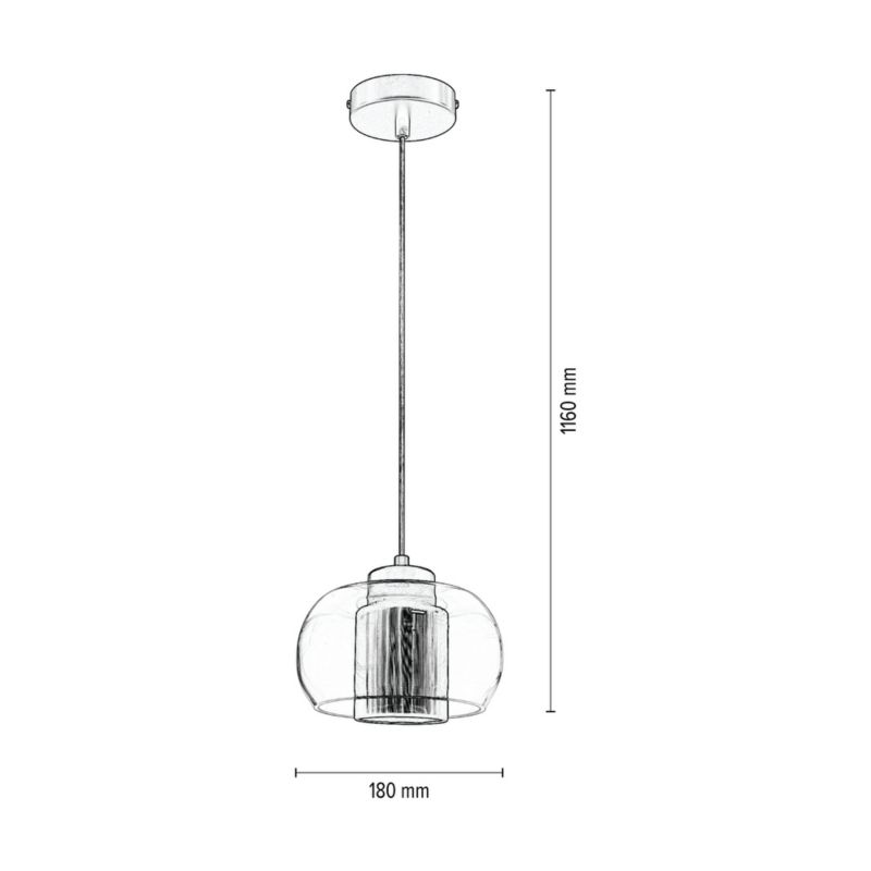 Lampa Wisząca SPOT Light 1xE14 Max.9W Elegancka Czerń z Transparentnym Szkłem i Czarną Tkaniną, 1szt.