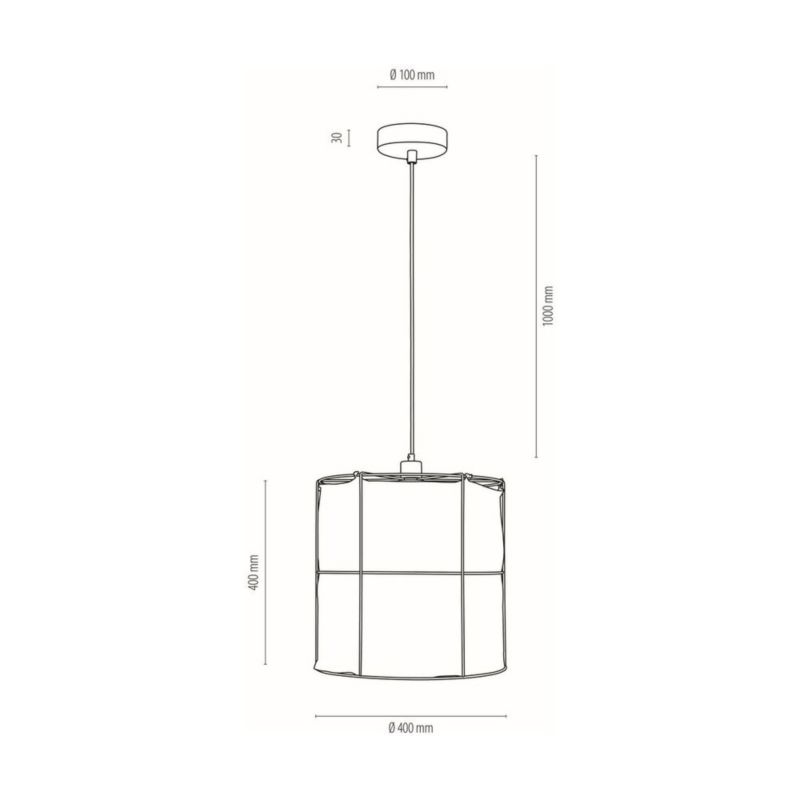 Lampa Wisząca SPOT Light 1xE27 Max.15W LED Klasyczne Połączenie Czerni z Beżowym Lnianym Abażurem, 1 szt.