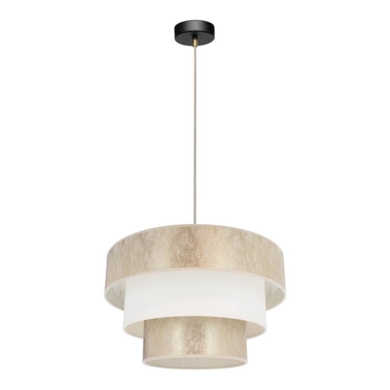 Lampa Wisząca SPOT Light 1xE27 Max.40W Eleganckie Połączenie Czerni z Złoto Kremowym Abażurem, Polski Producent, 1 szt.