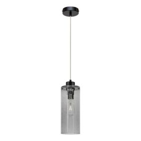 Lampa Wisząca SPOT Light 1xE27 Max.60W Elegancka Czerń w Połączeniu z Szkłem Dymionym, Polski Producent, 1 szt.