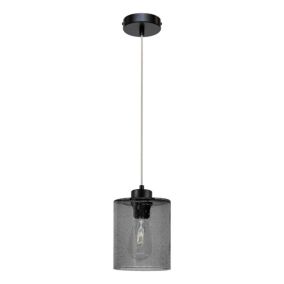 Lampa Wisząca SPOT Light 1xE27 Max.60W Eleganckie Połączenie Czerni i Dymionego Szkła, Polski Producent, 1 szt.