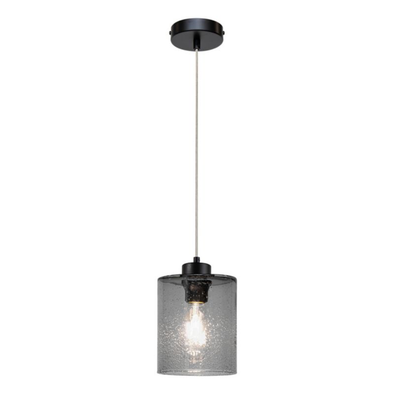 Lampa Wisząca SPOT Light 1xE27 Max.60W Eleganckie Połączenie Czerni i Dymionego Szkła, Polski Producent, 1 szt.