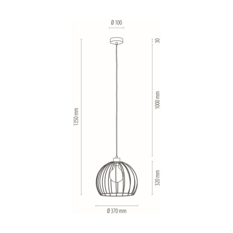 Lampa Wisząca SPOT Light 1xE27 Max.60W Eleganckie Połączenie Czerni i Złotego Klosza, Polski Producent, 1 szt.