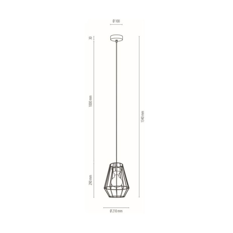 Lampa Wisząca SPOT Light 1xE27 Max.60W Eleganckie Połączenie Czerni z Czarnym Kloszem, Polski Producent, 1 szt.