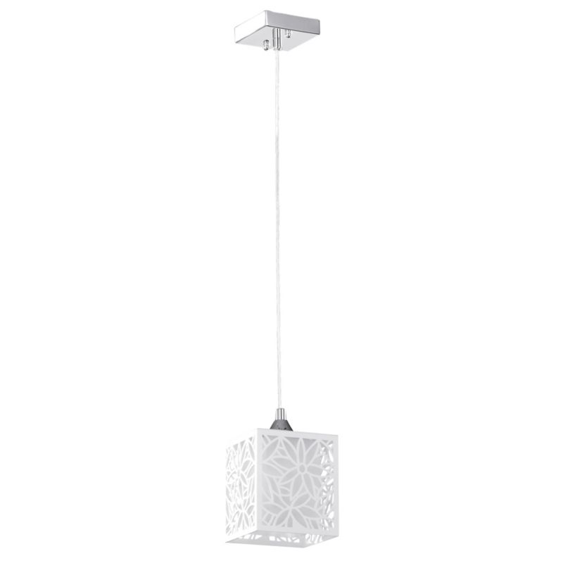 Lampa Wisząca SPOT Light  1xE27 Max.60W Harmonijna Biel z Akcentem Chromu, Polski Producent, 1 szt.