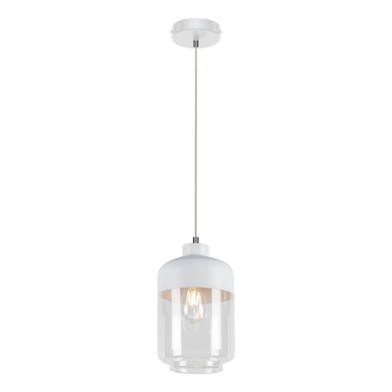 Lampa Wisząca SPOT Light 1xE27 Max.60W Harmonijne Połączenie Bieli z Transparentnym Kloszem, Polski Producent, 1 szt.