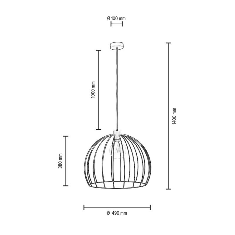 Lampa Wisząca SPOT Light 1xE27 Max.60W Klasyczna Czerń w Połączeniu z Czarnym Kloszem, Polski Producent, 1 szt.