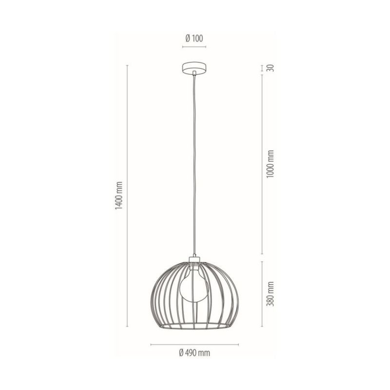 Lampa Wisząca SPOT Light 1xE27 Max.60W Klasyczna Czerń w Połączeniu z Czarnym Kloszem, Polski Producent, 1 szt.