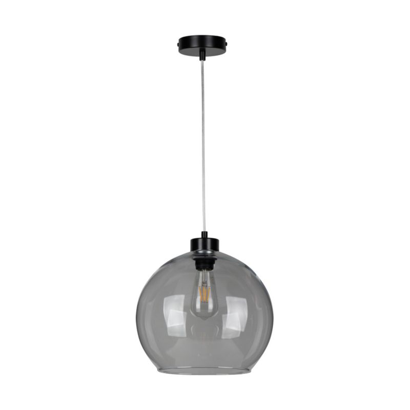 Lampa Wisząca SPOT Light  1xE27 Max.60W Klasyczna Czerń w Połączeniu ze Szkłem Dymionym, Polski Producent 1 szt.
