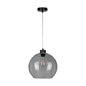 Lampa Wisząca SPOT Light  1xE27 Max.60W Klasyczna Czerń w Połączeniu ze Szkłem Dymionym, Polski Producent 1 szt.