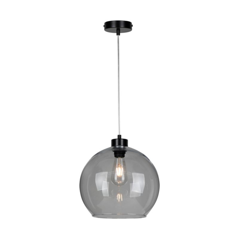 Lampa Wisząca SPOT Light  1xE27 Max.60W Klasyczna Czerń w Połączeniu ze Szkłem Dymionym, Polski Producent 1 szt.