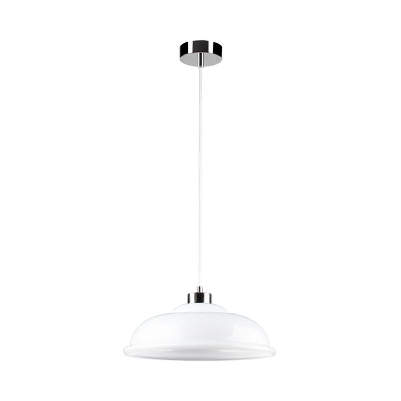 Lampa Wisząca SPOT Light  1xE27 Max.60W Klasyczne Połączenie Chromu i Białego Szkła, Polski Producent, 1 szt.