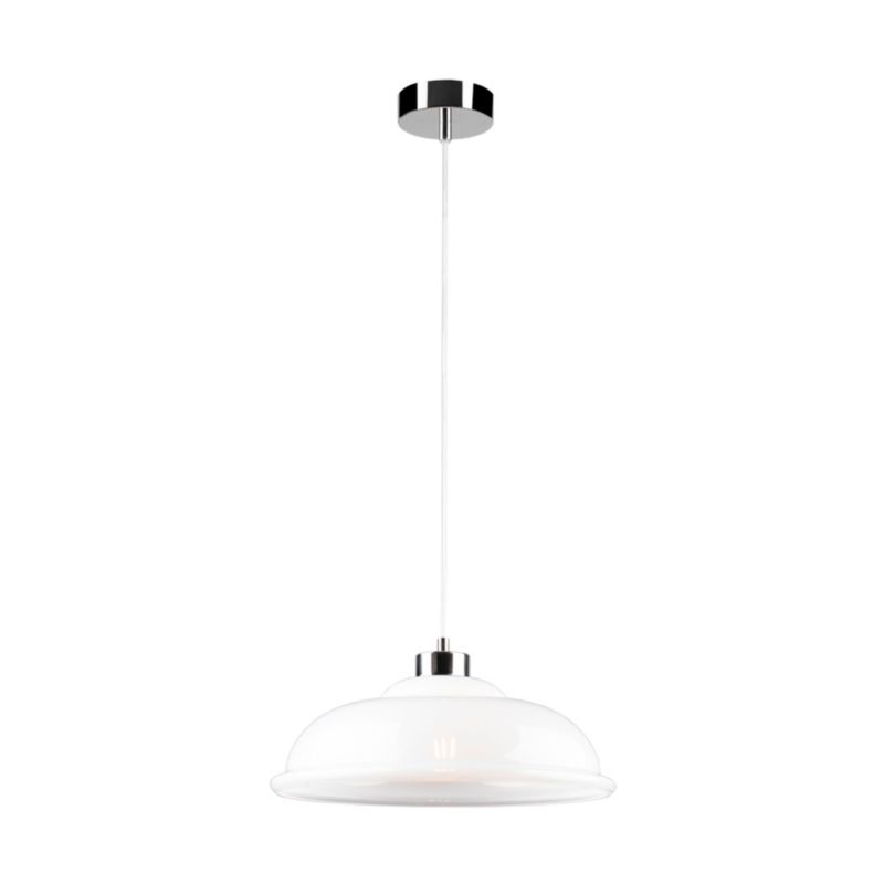 Lampa Wisząca SPOT Light  1xE27 Max.60W Klasyczne Połączenie Chromu i Białego Szkła, Polski Producent, 1 szt.