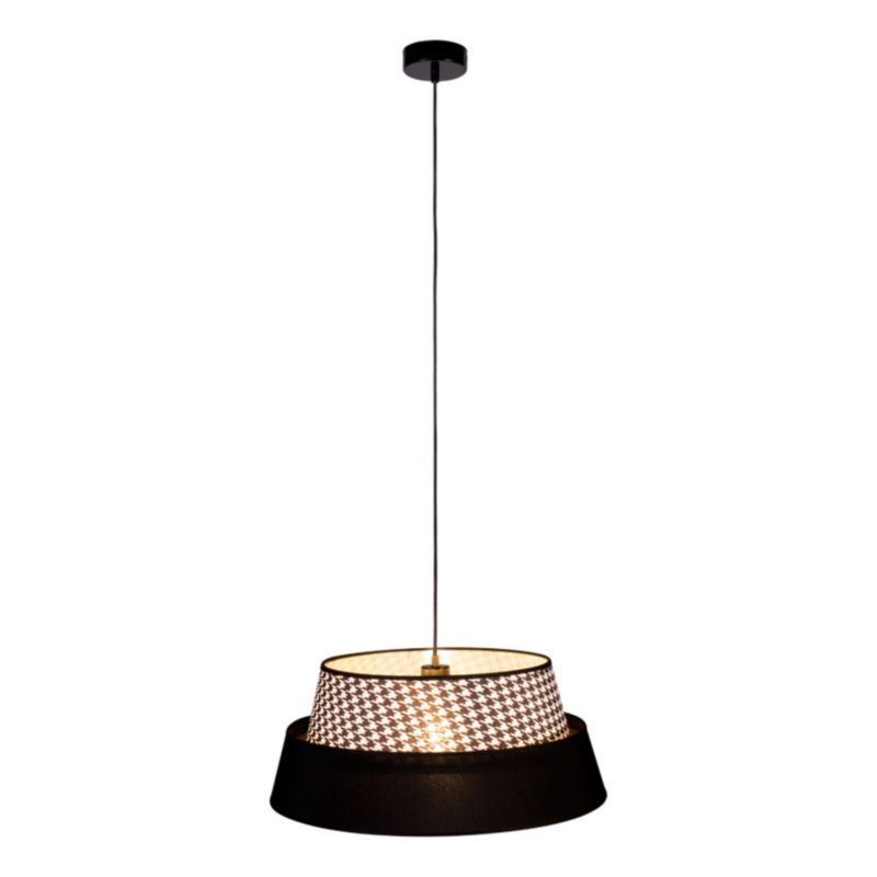 Lampa Wisząca SPOT Light 1xE27 Max.60W Klasyczne Połączenie Czerni z Czarnym Abażurem we Wzory, Polski producent, 1 szt.