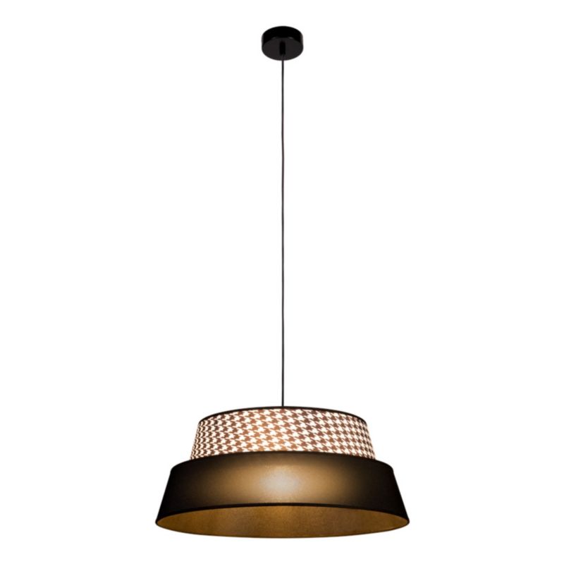 Lampa Wisząca SPOT Light 1xE27 Max.60W Klasyczne Połączenie Czerni z Czarnym Abażurem we Wzory, Polski producent, 1 szt.
