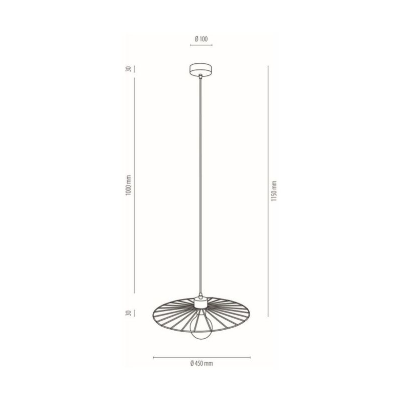 Lampa Wisząca SPOT Light 1xE27 Max.60W Klasyczne Połączenie Czerni z Czarnym Kloszem, Polski Producent, 1 szt.