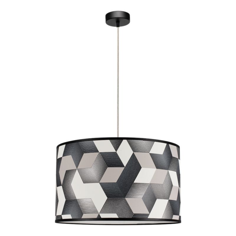 Lampa Wisząca SPOT Light 1xE27 Max.60W Klasyczne Połączenie Czerni z Wielokolorowym Abażurem, Polski Producent, 1 szt.
