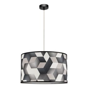 Lampa Wisząca SPOT Light 1xE27 Max.60W Klasyczne Połączenie Czerni z Wielokolorowym Abażurem, Polski Producent, 1 szt.