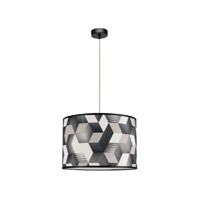 Lampa Wisząca SPOT Light 1xE27 Max.60W Klasyczne Połączenie Czerni z Wielokolorowym Abażurem, Polski Producent, 1 szt.