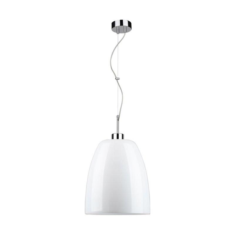 Lampa Wisząca SPOT Light  1xE27 Max.60W Klasyczny Chrom w Połączeniu z Białym Kloszem, Polski Producent, 1szt.