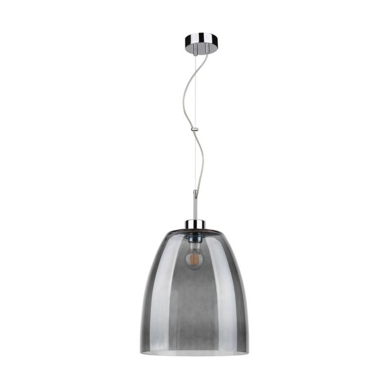 Lampa Wisząca SPOT Light  1xE27 Max.60W Klasyczny Chrom w Połączeniu z Dymionym Szkłem, Polski Producent, 1szt.