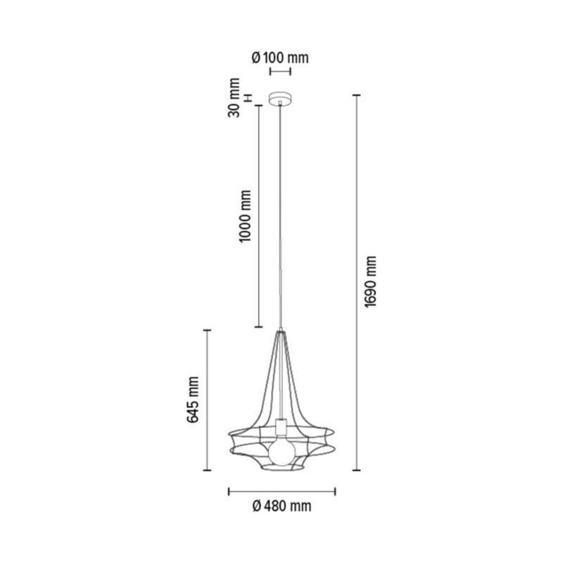Lampa Wisząca SPOT Light 1xE27 Max.60W Nowoczesne Połączenie Czerni z Czarnym Kloszem, Polski Producent, 1 szt.