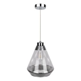 Lampa Wisząca SPOT Light 1xE27 Max.60W Połączenie Chromu z Srebrno Transparentnym Kloszem, Polski Producent, 1 szt.