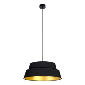 Lampa Wisząca SPOT Light 1xE27 Max.60W Połączenie Czerni z Czarno Złotym Abażurem, Polski Producent, 1 szt.