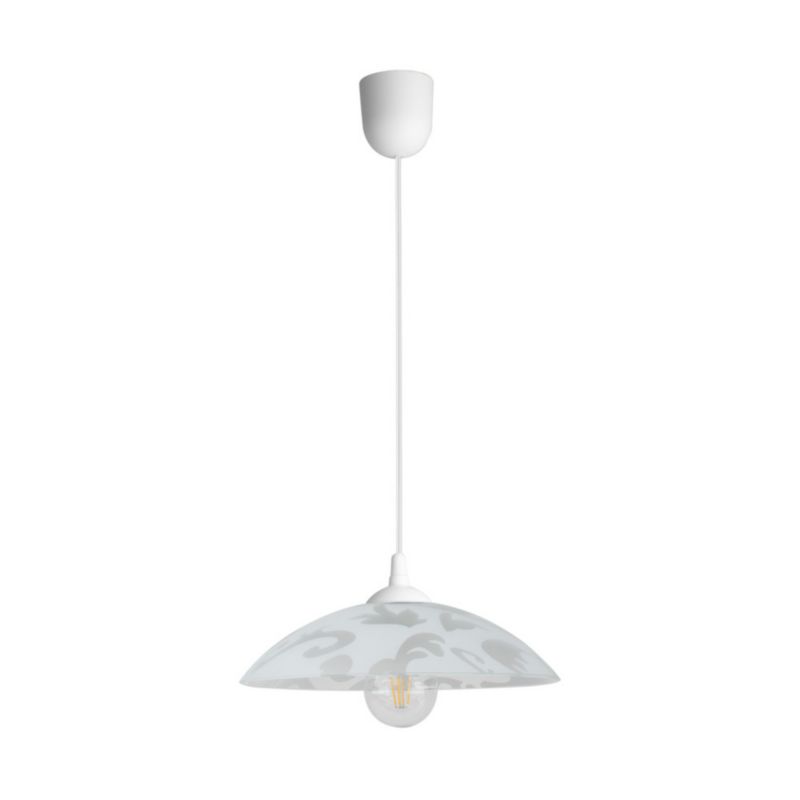 Lampa Wisząca SPOT Light  1xE27 Max.60W Subtelna Biel w Połączeniu z Białym Szkłem, Polski Producent, 1 szt.