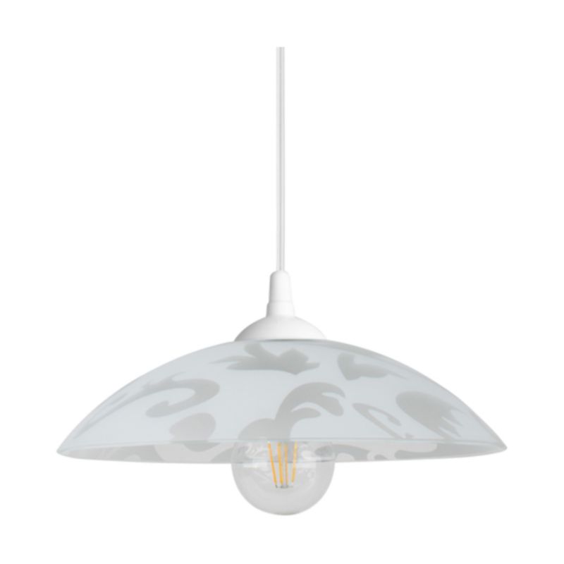 Lampa Wisząca SPOT Light  1xE27 Max.60W Subtelna Biel w Połączeniu z Białym Szkłem, Polski Producent, 1 szt.