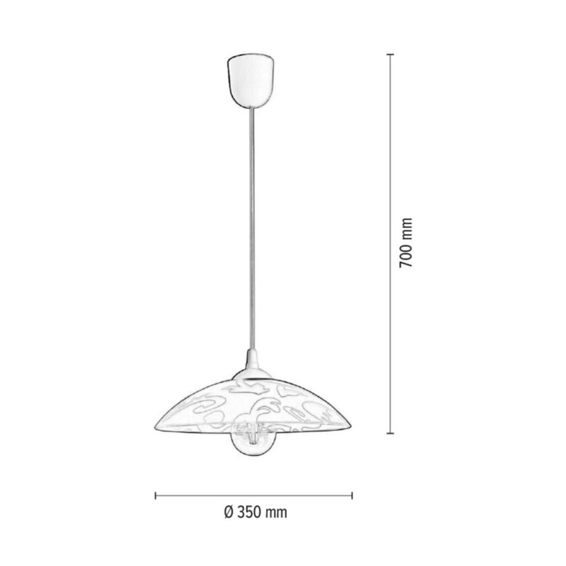 Lampa Wisząca SPOT Light  1xE27 Max.60W Subtelna Biel w Połączeniu z Białym Szkłem, Polski Producent, 1 szt.