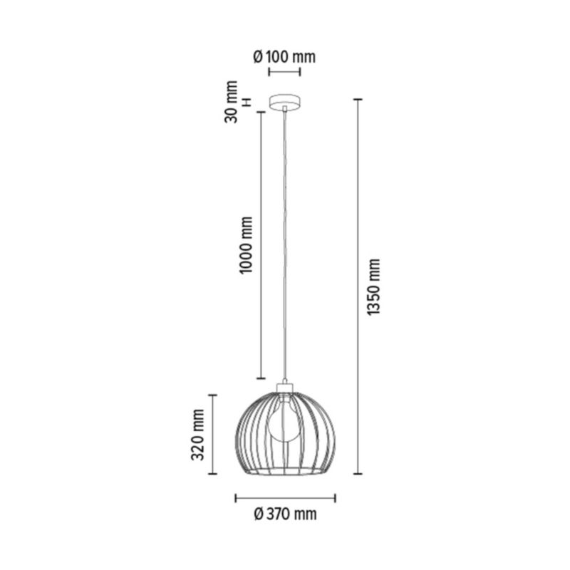 Lampa Wisząca SPOT Light 1xE27 Max.60W Subtelna Czerń w Połączeniu z Czarnym Kloszem, Polski Producent, 1 szt.