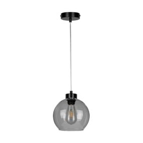 Lampa Wisząca SPOT Light  1xE27 Max.60W Subtelna Czerń w Połączeniu ze Szkłem Dymionym, Polski Producent 1 szt.