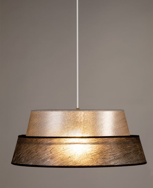 Lampa Wisząca SPOT Light 1xE27 Max.60W Subtelne Połączenie Czerni z Srebrno Czarnym Abażurem, Polski Producent, 1 szt.