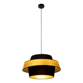 Lampa Wisząca SPOT Light 1xE27 Max.60W Subtelne Połączenie Czerni z Złoto Czarnym Abażurem, Polski Producent, 1 szt.