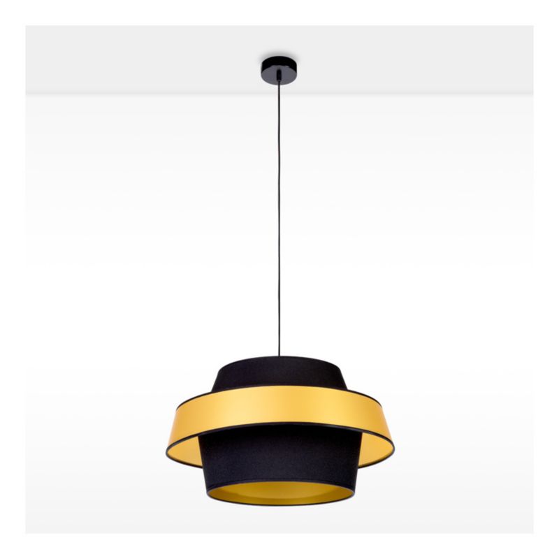 Lampa Wisząca SPOT Light 1xE27 Max.60W Subtelne Połączenie Czerni z Złoto Czarnym Abażurem, Polski Producent, 1 szt.