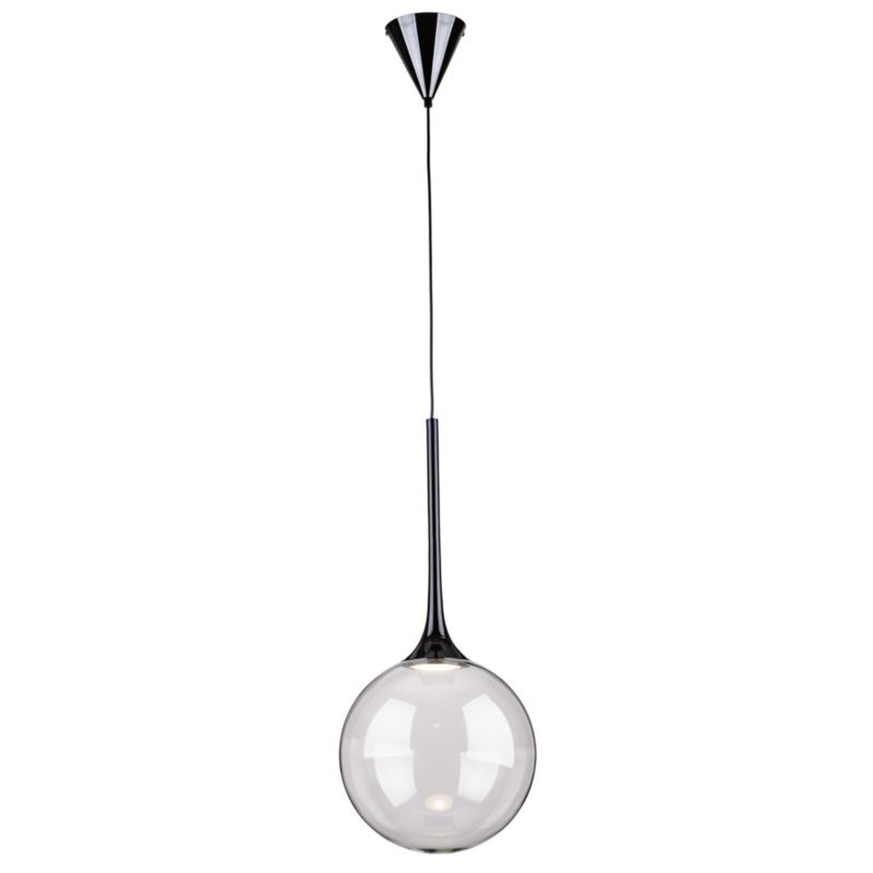 Lampa Wisząca SPOT Light 1xLED 9W Akcenty Czerni w Połączeniu z Transparentnym Szkłem, Polski Producent, 1 szt.