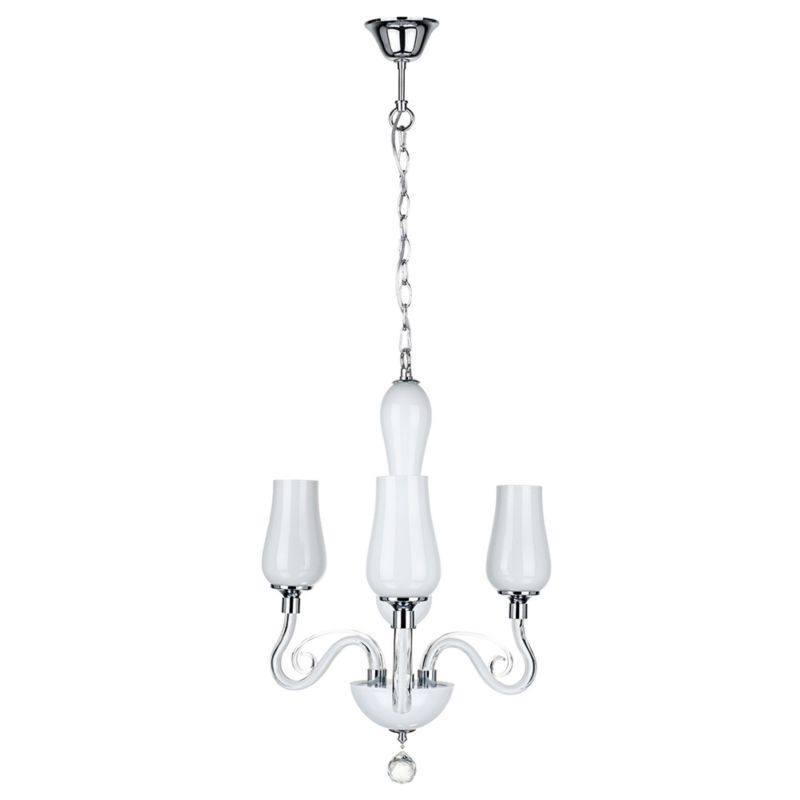 Lampa Wisząca SPOT Light  3xE14 Max.40W Subtelna Biel z Dodatkiem Chromu, Polski Producent, 1 szt.