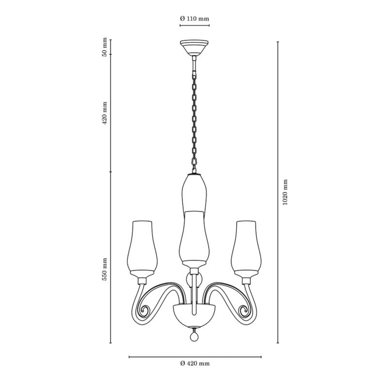 Lampa Wisząca SPOT Light  3xE14 Max.40W Subtelna Biel z Dodatkiem Chromu, Polski Producent, 1 szt.