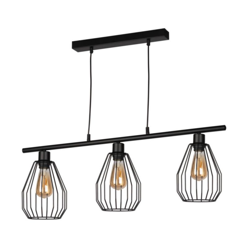 Lampa Wisząca SPOT Light  3xE27 Max.25W Czarny w Połączeniu z Czarnymi Kloszami, Polski Producent, 1 szt.